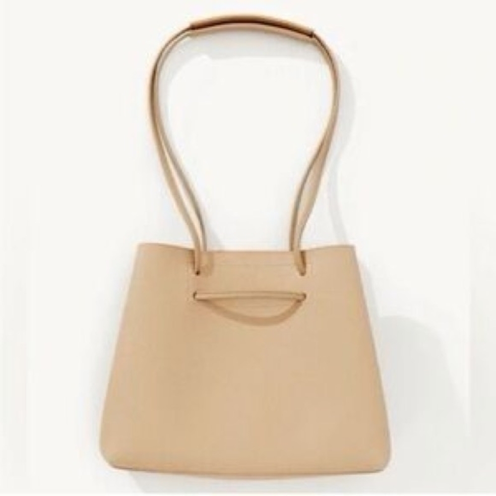 Anthro 8 Other Reasons Tan Vegan Leather Slouchy Bucket Bag Minimalist Neutral